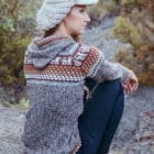 Gilet Laine Alpaga Zip Capuche Marron