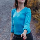 Pull Alpa Col V Laine Alpaga bleu electrique