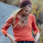 Pull Alpa Col V Laine Alpaga brique