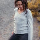 Pull Alpa Col V Laine Alpaga gris clair