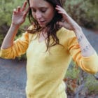 Pull Alpa Col V Laine Alpaga jaune